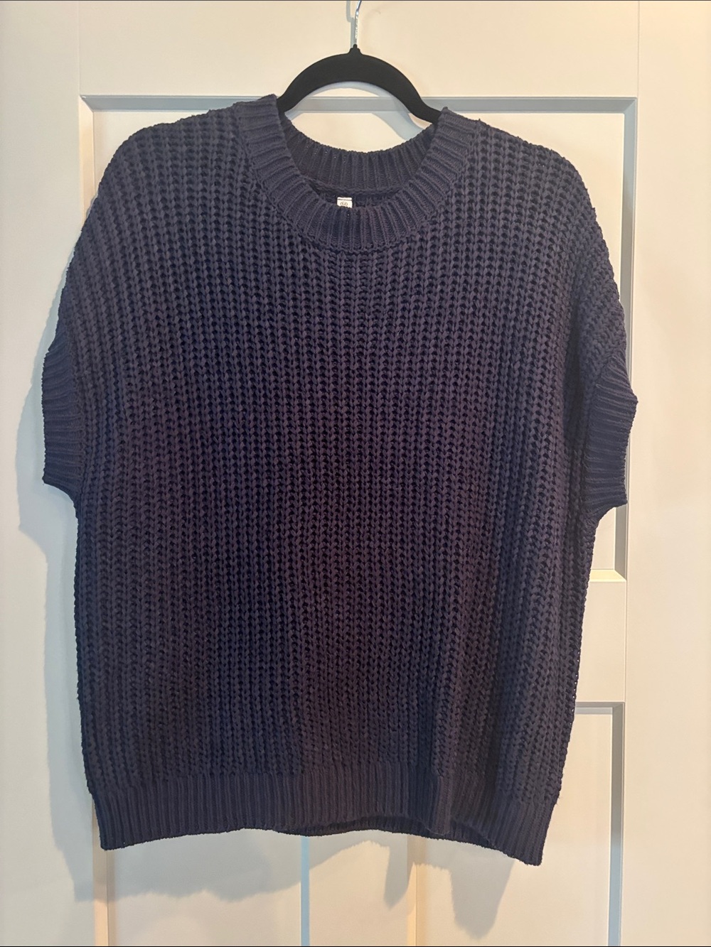 Wishlist Navy Waffle Knit Short-Sleeve Sweater